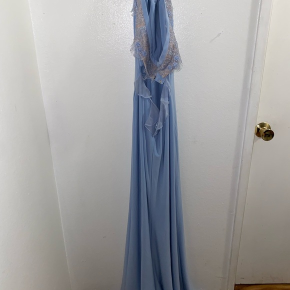 Sherri Hill size 8 light blue lace maxi dress - Picture 7 of 7